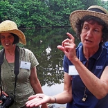 Charlotte Pyle and Donna Ellis teach about invasive plant management. 