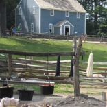 Dye is applied to wool harvested at Sturbridge Village in Massachusetts